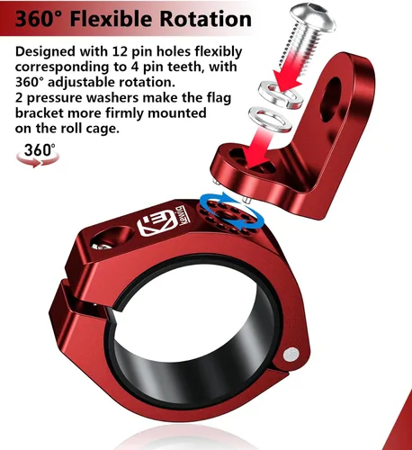 Miniatura 7 de VAZESWIN Soporte de Montaje de Luz de Látigo UTV, Soporte de Bandera de Látigo UTV Resistente de Aleación de Aluminio, Soporte de Montaje de Barra