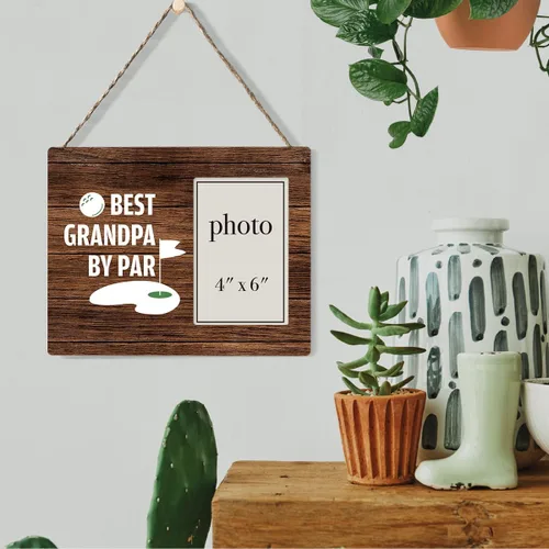 Miniatura 5 de Oqtumes Regalos de golf para hombres, marco de fotos para abuelo, regalos de golf para abuelo, marco rústico de madera de 8 x 10 pulgadas, montaje