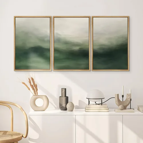 Miniatura 433 de SIGNWIN Lienzo enmarcado para pared, arte con pinceladas de flujo neutro en tonos beige abstractos, ilustraciones, arte moderno, decorativo