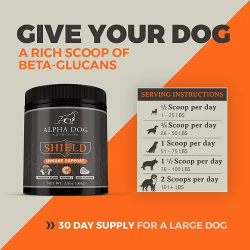 Miniatura 5 de Alpha Dog Nutrition - Suplemento de apoyo inmunológico para alergias Shield para perros – 7 complejos nutricionales de hongos en polvo + vitamina C