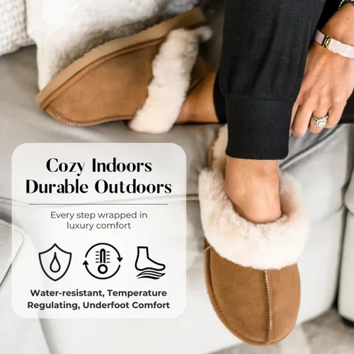 Miniatura 4 de Fireside by Dearfoams Women's Fireside Sydney Shearling Fur IndoorOutdoor Scuff Slipper With Wide Widths