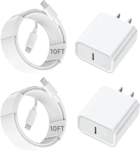 Miniatura 12 de Cargador rápido para iPhone de 10 pies, paquete de 3 unidades extra largo [certificado Apple MFi] Cargador de iPhone de carga rápida USB C a