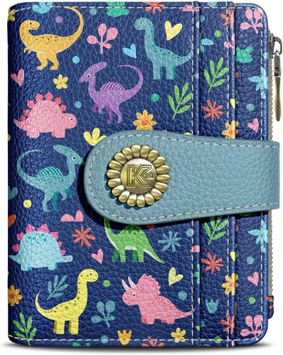 Miniatura 30 de Kelvoris Cartera pequeña Rfid para mujer, plegable, con cremallera, bolsillo para monedas, piel sintética, compacto, para tarjetas de crédito