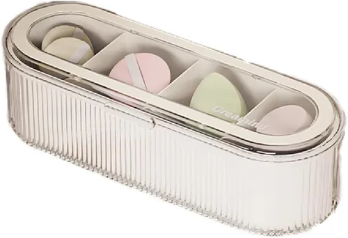 Miniatura 9 de Organizador de brochas de maquillaje, organizador de esponjas de maquillaje de acrílico transparente, estuche de almacenamiento de cosméticos