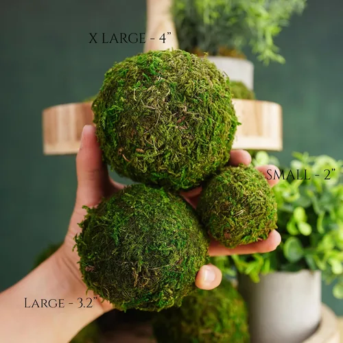 Miniatura 4 de Juego de bolas de musgo decorativas, bolas de musgo falsas para rellenos de cuencos, decoración de centro de mesa, decoración del hogar, relleno