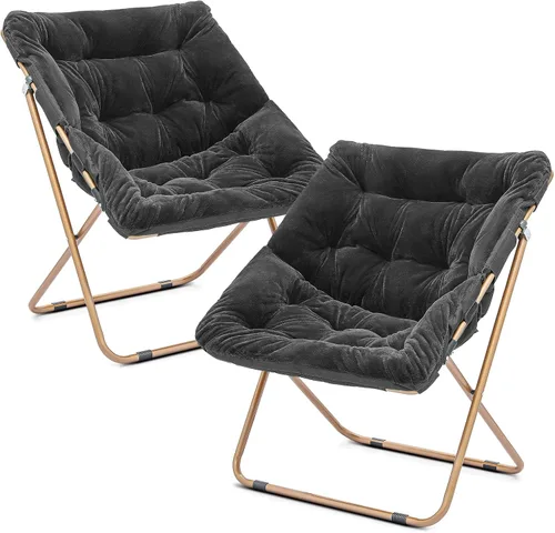 Miniatura 65 de Cómoda silla con platillo, silla de sala de estar, silla plegable acolchada suave de piel sintética, cómoda silla cuadrada de luna para sala