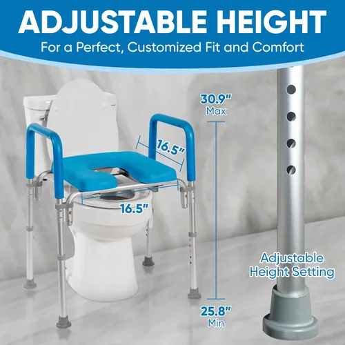 Miniatura 4 de Ultimate - Asiento de inodoro elevado con asas, acolchado, reposabrazos, altura ajustable, asiento de inodoro elevado premium para seguridad de baño