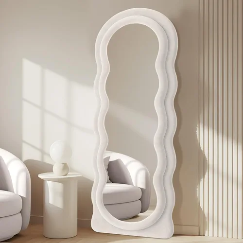 Miniatura 16 de Anpark Espejo de longitud completa de 63 x 24 pulgadas, espejo arqueado ondulado de cuerpo completo para montar en la pared con soporte, marco