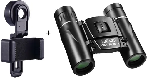 Mini telescopio portátil binoculares zoom HD 164,042.0 ft potente 200x25 plegable largo alcance baja luz visión nocturna profesional A