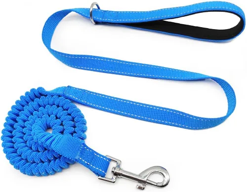 Miniatura 10 de Correa elástica reflectante de 5 a 7 pies, sin tirones para absorción de impactos, correa elástica de nailon para perros pequeños y medianos/gatos