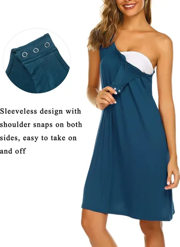 Miniatura 2 de Ekouaer Camisón de lactancia 3 en 1 para parto, parto, hospital de enfermería, vestidos de lactancia materna S-XXL