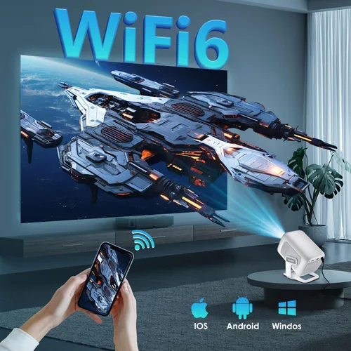 Miniatura 5 de [Enfoque automático/Keystone y nativo de 1080P] Mini proyector con Wifi y Bluetooth 5.4, proyectores de película para interior/exterior/dormitorio