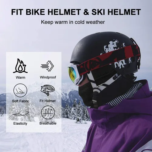 Miniatura 3 de ROCKBROS Pasamontañas para clima frío para hombre, resistente al viento, térmica, bufanda de invierno para mujer, con capucha para ciclismo