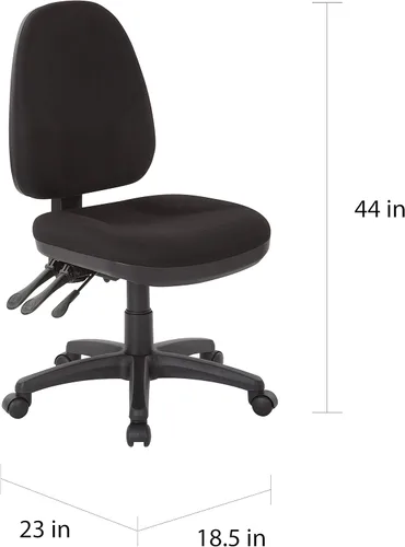 Miniatura 3 de Office Star - Silla ergonómica de oficina de doble función con respaldo acolchado ajustable y soporte lumbar integrado, sin brazos, tela de polvo