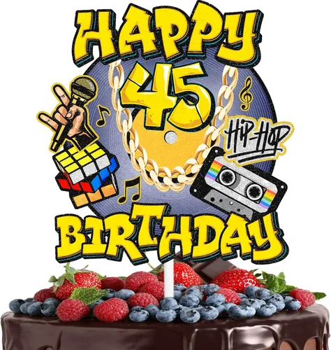 Miniatura 8 de Decoración de pastel de hip hop para hombres y mujeres, 30 cumpleaños, feliz retro, 70, 80, 90, decoración de fiesta de cumpleaños, fiesta