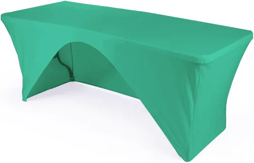 Miniatura 11 de LA Linen Mantel de elastano con respaldo abierto para mesa rectangular de 6 pies, 72 x 30 x 30 pulgadas, color negro