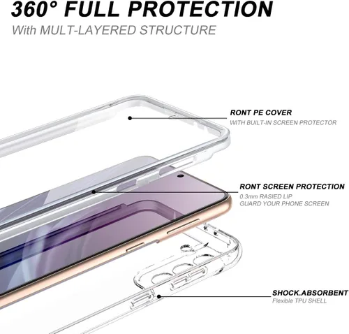 Miniatura 4 de SURITCH Funda transparente para Samsung Galaxy S21+ Plus de 6.7 pulgadas, [protector de pantalla integrado] carcasa rígida protectora de cuerpo