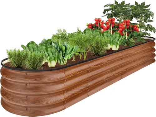 Miniatura 20 de Best Choice Products Cama de jardín elevada de metal para exteriores de 8 x 2 x 1 pies, maceta ovalada de raíces profundas para verduras, flores