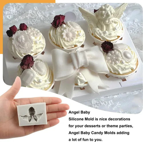 Miniatura 3 de Sijiangmold - Molde para fondant de ángeles para bebé, querubín, para decoración de tartas, moldes de silicona para baby shower, decoración