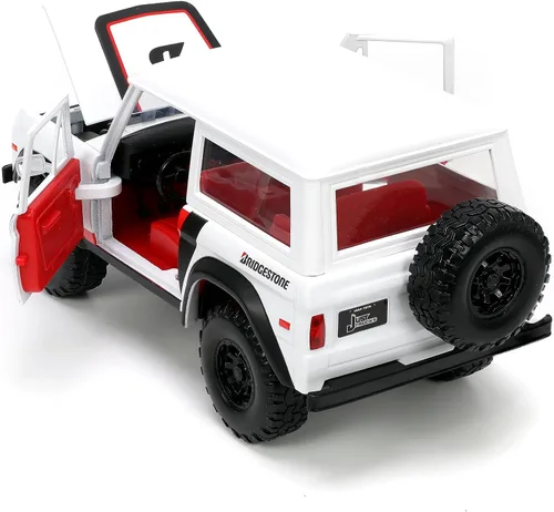 Miniatura 5 de Jada Just Trucks 1:24 1973 Ford Bronco Bridgestone - Portaneumáticos fundido a presión, juguetes para niños y adultos (blanco y rojo)