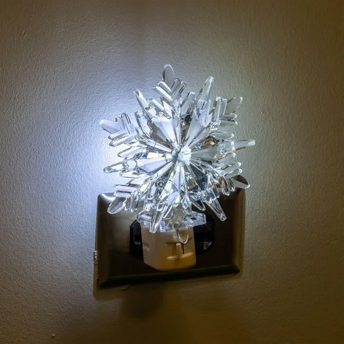 Miniatura 4 de Novelty Lights Lámpara LED copo de nieve blanco puro decoración de Navidad luz nocturna con enchufe giratorio