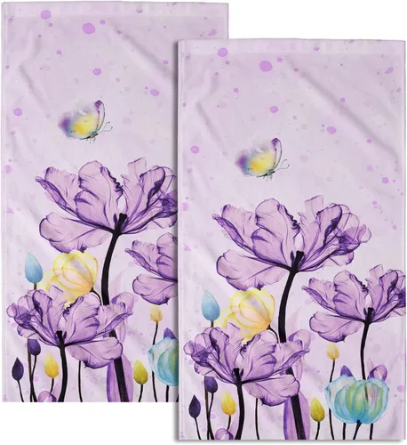Miniatura 30 de Giwawa Juego de 2 toallas de mano con diseño floral de cerezo, suaves y absorbentes, para baño, cocina, hotel, spa, decoración Flor de cerezo rosa
