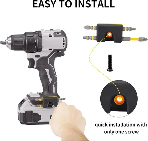 Miniatura 4 de Uniqwamo Soporte de brocas compatible con Dewalt 20 V, organizador de brocas compatible con taladros que llevan hasta 4 brocas en el lateral de tu