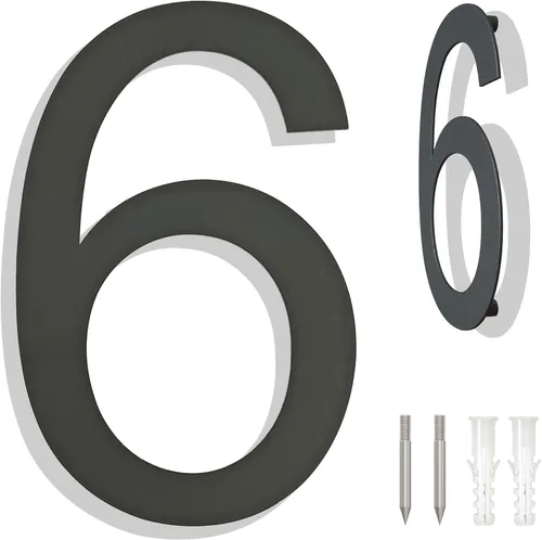 Números grandes de acero inoxidable de 8 pulgadas, número de puerta de dirección de casa moderno negro para exterior, fácil de instalar, negro mate