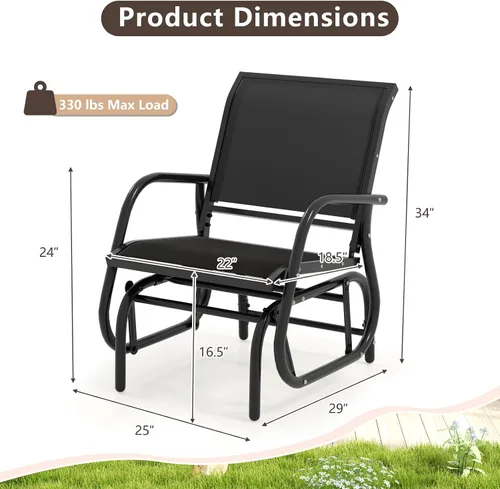 Miniatura 3 de Giantex Silla columpio con marco de metal de estudio, cómoda silla de patio para jardín, porche, patio trasero, piscina, mecedora para césped al