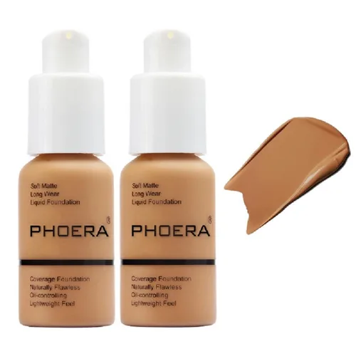 Miniatura 14 de Paquete de 2 bases PHOERA 101 porcelana, base de maquillaje de cobertura total para mujeres y niñas (101 porcelana)