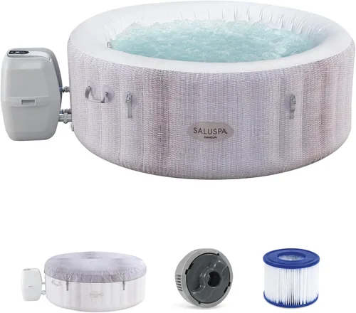 Miniatura 10 de Bestway SaluSpa Miami - Bañera de hidromasaje inflable para 2 a 4 personas, spa portátil de bajo consumo redondo para exteriores con 120 AirJets, 71