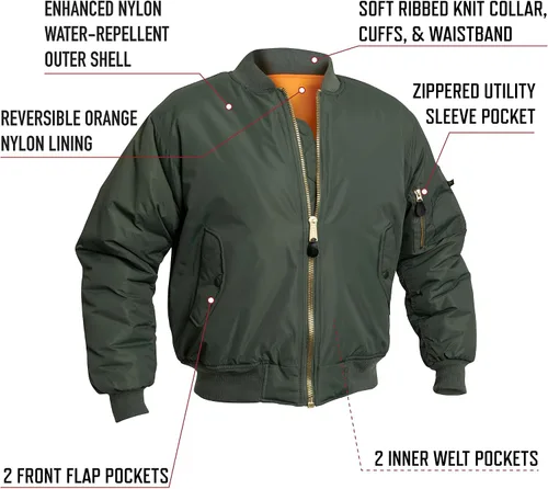 Miniatura 3 de Rothco Enhanced Nylon Bomber Jacket Flight Style Cold Weather Winter Coat