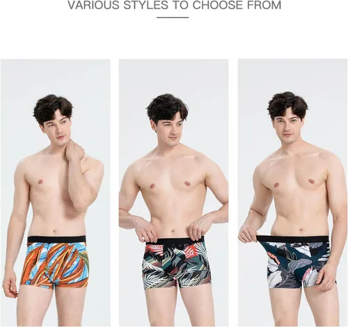 Miniatura 5 de Calzoncillos tipo bóxer para hombre, de viscosa de bambú, suave, cómodo, paquete múltiple