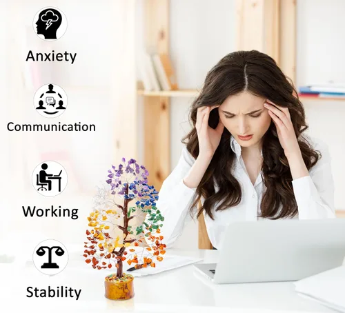 Miniatura 6 de Árbol de la vida de 7 chakras, árbol de la vida de cristal, árbol de piedras preciosas hecho a mano, árbol de Feng Shui, decoración de cristal