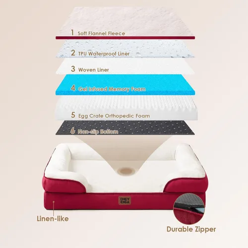 Miniatura 156 de EHEYCIGA – Cama ortopédica impermeable para perros pequeños, de espuma viscoelástica tipo caja de huevos, con bordes elevados y base antideslizante