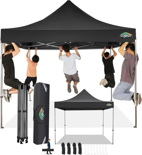 Miniatura 9 de COBIZI Toldo desplegable de 6.6 x 6.6 pies sin pared lateral, toldo resistente UPF 50+ para todas las estaciones, resistente al viento e Azul