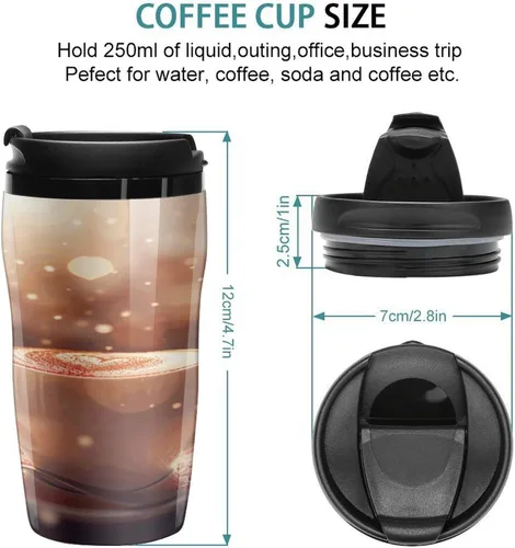 Miniatura 2 de Hearts Drawn on Coffee Coffee Cup Hot Coffee Travel Mug Reusable Iced Coffee Cups Double Heat Insulation Coffee Mug with Leak-Proof Lid Stylish