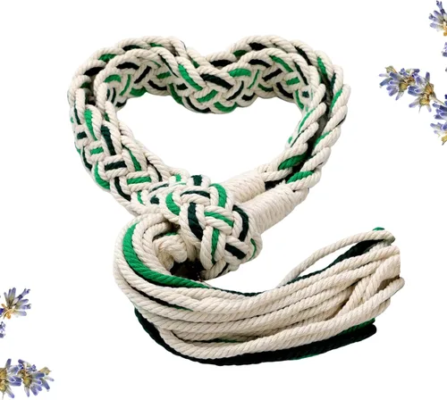 Gmwjinq Cordón de paja de lazo de boda verde para boda en algodón natural Lazos para Boda Cordón de boda Patrón celta tradicional