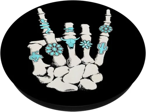 Miniatura 2 de Western Rock On Skeleton American Rodeo Cowboy Regalos divertidos PopSockets Estándar PopGrip