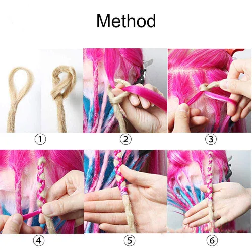 Miniatura 5 de Extensión de rastas de 24 pulgadas, color degradado para hip-hop, sintéticas, resistentes al calor, extensiones de rastas de terror reggae, Bleach