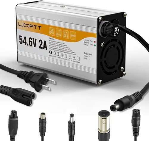 Cargador de 54.6V 2A para batería de iones de litio de 48 V, cargador de bicicleta eléctrica, cargador de scooter eléctrico, cargador de reemplazo