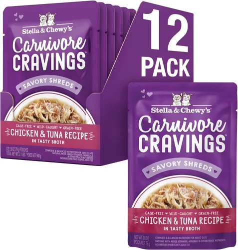 Stella & Chewy's Carnivore Cravings - Alimento húmedo para gatos, bolsas de primera calidad, sin granos, pollo y atún con alto contenido de