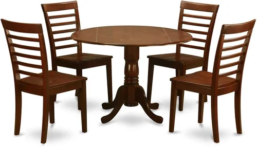 Miniatura 8 de East West Furniture DLML3-MAH-C - Juego de comedor de 3 piezas que contiene una mesa de comedor redonda con gotas y 2 sillas tapizadas de tela