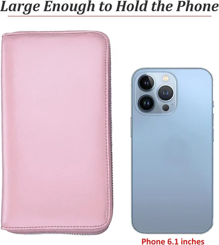 Miniatura 6 de Easyoulife Tarjetero de cuero genuino para mujer con 36 ranuras de seguridad RFID, L