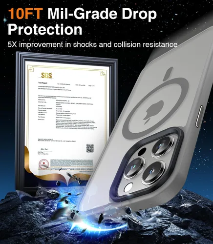 Miniatura 5 de Meifigno Magic Mag Series - Funda diseñada para iPhone 15 Pro, protección de grado militar y compatible con MagSafe, parte trasera mate translúcida