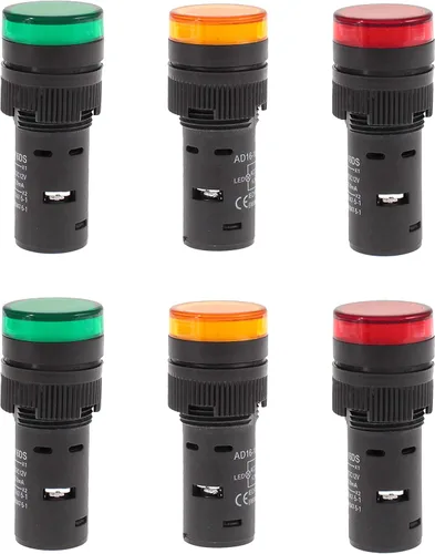 Miniatura 6 de Luces indicadoras LED industriales de 20 mA de 0.630 in x 2.5 pulgadas, ahorro de energía, 3 bombillas verdes y 3 rojas para equipos industriales