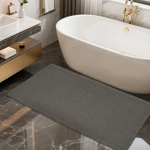 Miniatura 12 de ZALL - Tapete de baño de punto gofre beige, súper absorbente, antideslizante, color crema, 18 x 30 pulgadas, lavable a máquina, ultra suave