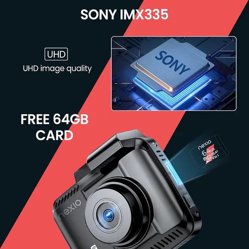 Miniatura 3 de NEXIO N5Pro 4K Dual Dash Cam frontal y trasera, transferencia rápida WiFi 6, tarjeta gratuita de 64 GB, GPS, alertas de seguridad ADAS, visión