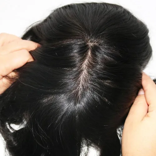 Miniatura 7 de Toupee - Pelucas de cabello humano para hombre, tupé europeo virgen, unidades de cabello humano ondulado, peluca para hombre, sistema de reemplazo