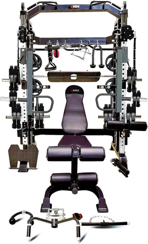 Miniatura 2 de MiM USA Hercules EX Commercial All-in-One Home Gym Machine, 2000 lb Capacity, 400 lb Weight Stack, Adjustable Bench, Leg Press, Jammer Arms, Leg